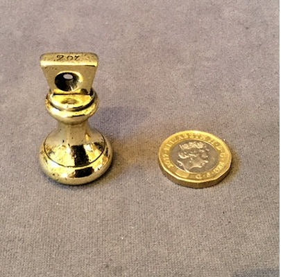2oz Brass Weight — Brass, 1920's