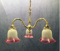 3 Branch Brass Electric Light Fitting — Brass, 1920's