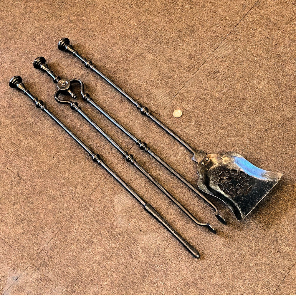 3 Piece Set of Wrought Iron Fire Irons — Iron, late 19th century
