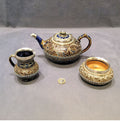3 Piece Silver Mounted Doulton Tea Set — Silver, late 19th century