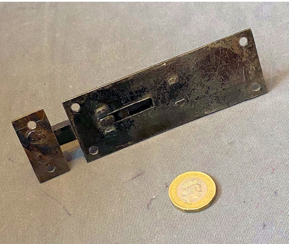 4 1/8" Wrought Iron Cupboard Door Bolt — view 2