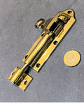 4" Brass Door Bolt — Brass, late 19th century
