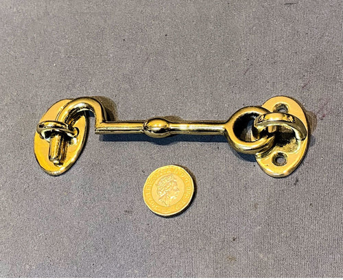 4" Brass Door Hook & Eye — Brass, 1920's