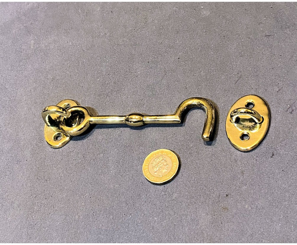 4" Brass Door Hook & Eye — view 3