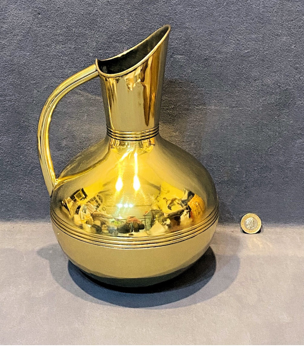 4 Pint Arts & Crafts Brass Water Jug — Brass, late 19th century