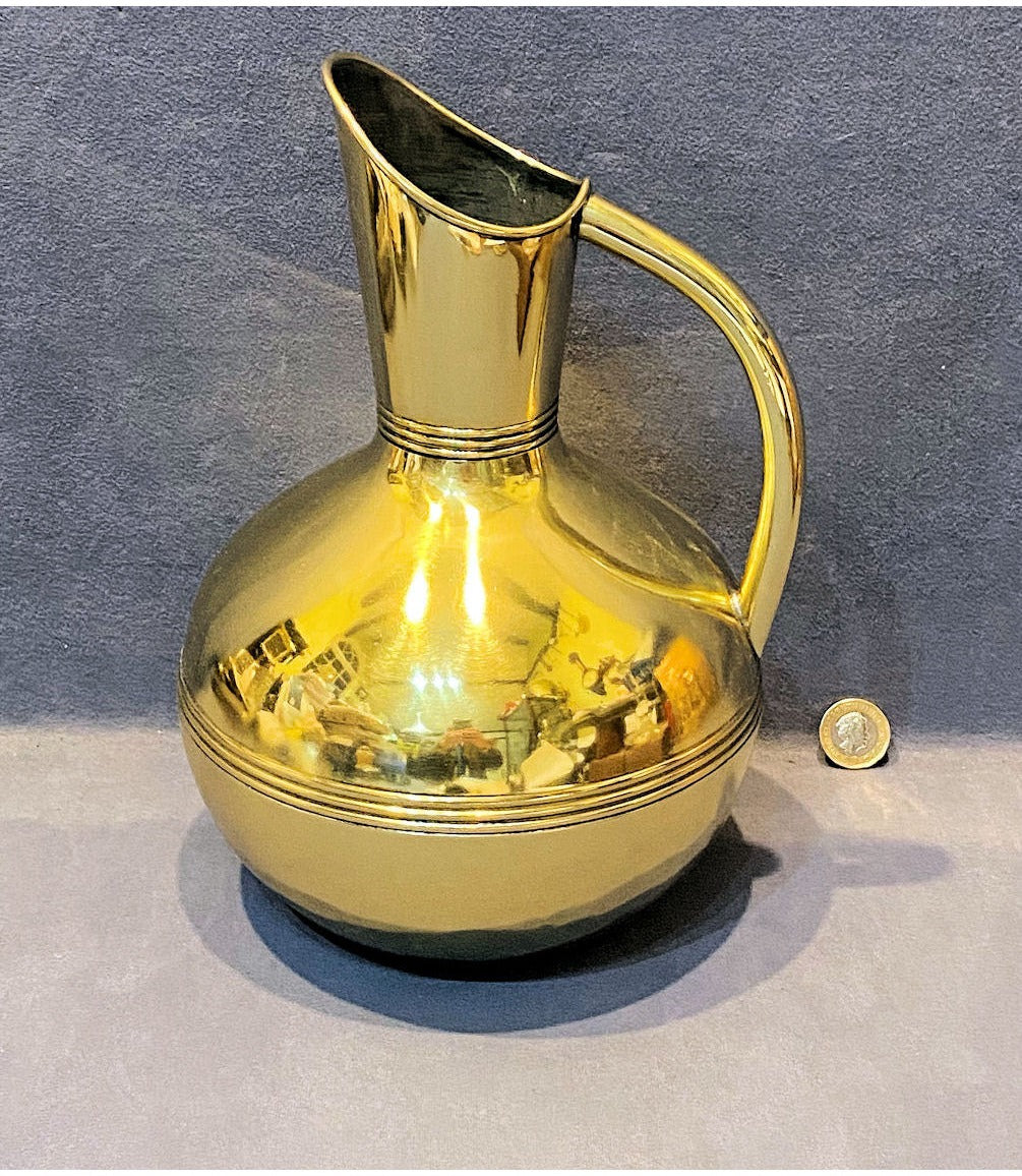 4 Pint Arts & Crafts Brass Water Jug — view 2