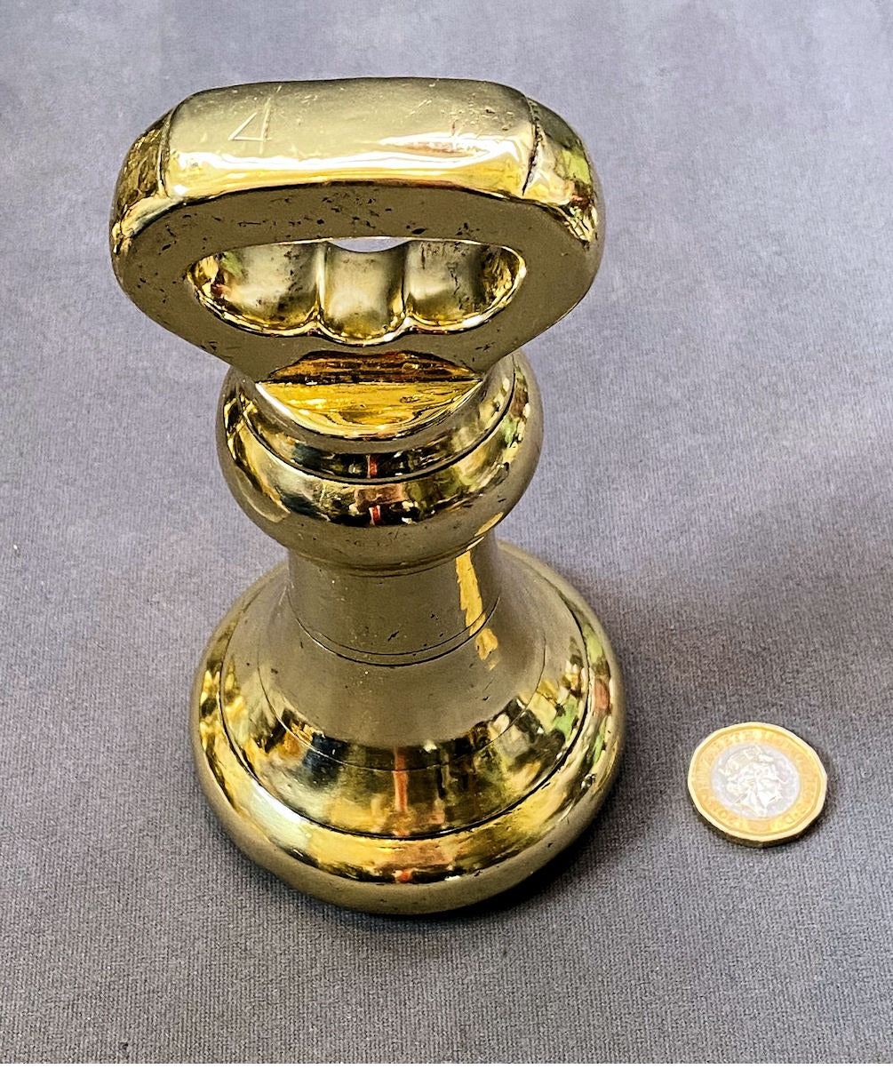 4lb Brass Shop Counter Weight — Brass, late 19th century
