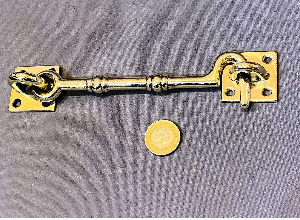 5.5" Brass Door Hook & Eye — Brass, late 19th century