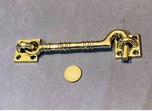 5.5" Brass Door Hook & Eye — Brass, late 19th century