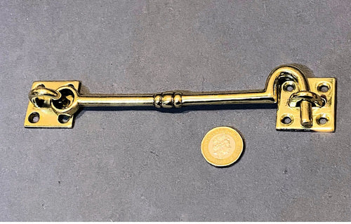 5.75" Brass Door Hook & Eye — Brass, late 19th century
