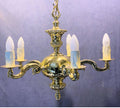 5 Branch Electric Light Fitting — Brass, 1920's