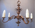 5 Branch Oxidised Electric Light Fitting — Brass, 1920's