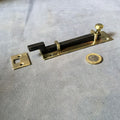 5" Brass and Wrought Iron Door Bolt — Brass, late 19th century