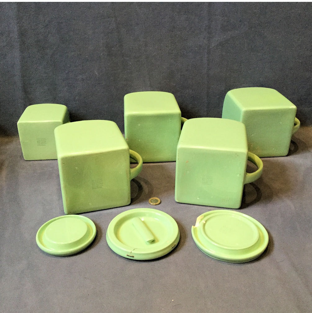 5 Green Ceramic Storage Jars — view 4
