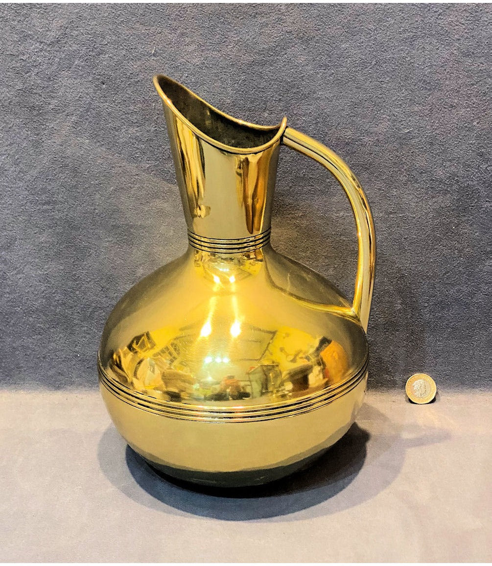 5 Pint Arts & Crafts Brass Water Jug — view 2