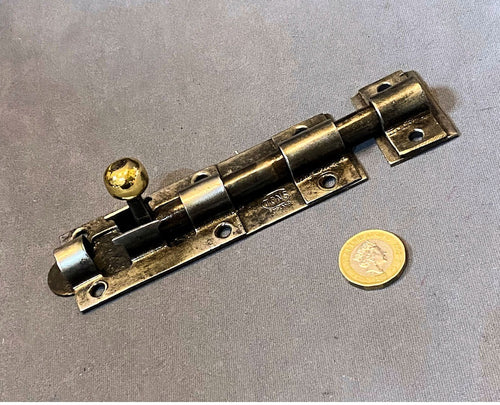 5" Wrought Iron Door Bolt — Wrought iron, 1920's