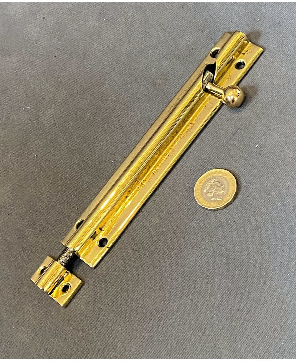 6" Brass Door Bolt — view 2