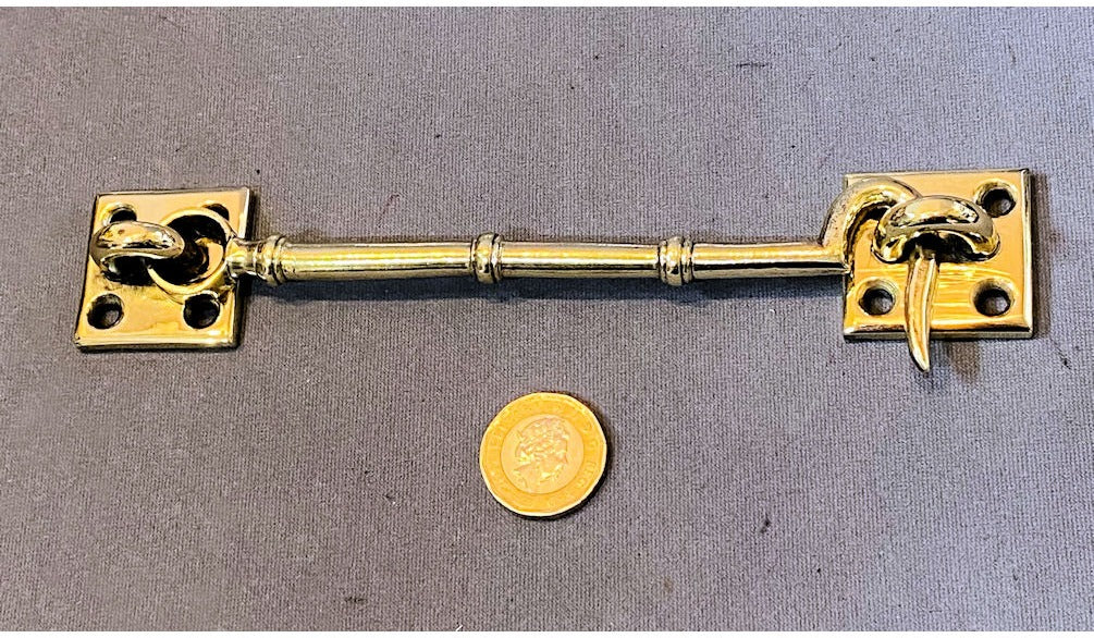 6" Brass Door Hook & Eye — view 2