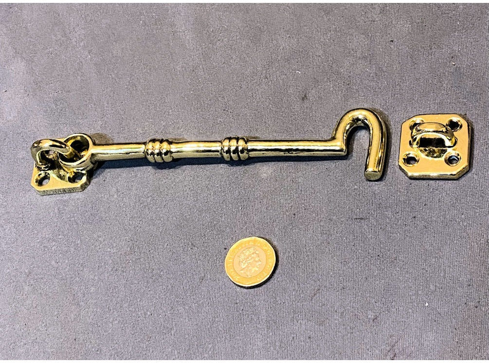 6" Brass Door Hook & Eye — view 2
