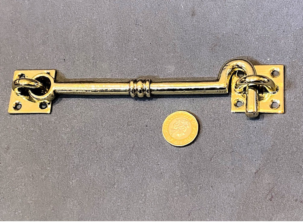 6" Brass Door Hook & Eye — Brass, late 19th century
