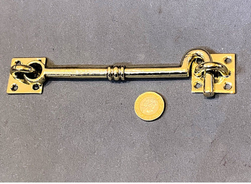 6" Brass Door Hook & Eye — Brass, late 19th century