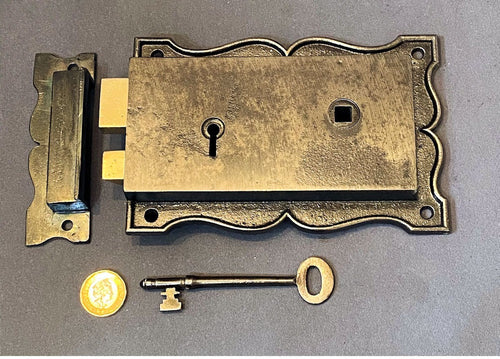 6 Matching Cast Iron Rim Locks — Cast iron, 1911