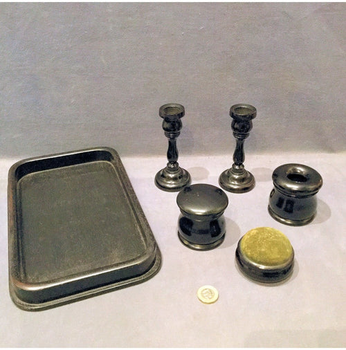 6 Matching Pieces Ebony Dressing Table Accessories — view 2