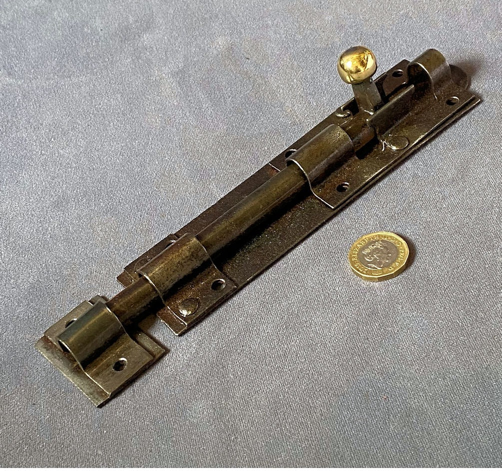 7" Wrought Iron Door Bolt — Wrought iron, late 19th century
