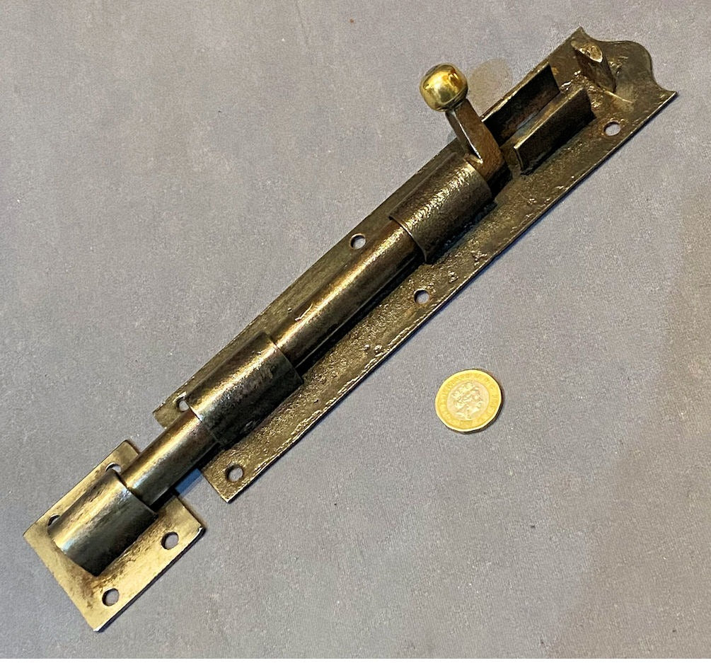 9" Wrought Iron Door Bolt — Wrought iron, late 19th century