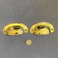 Run of Brass Drawer Cup Handles, 8 pairs available