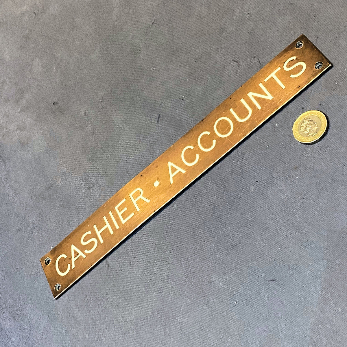 Cashier Accounts Brass Nameplate