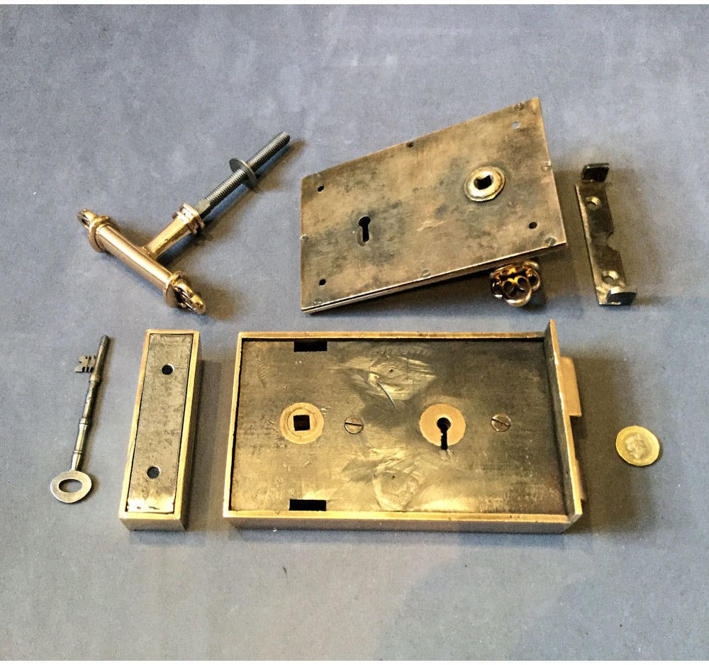 A Suite of 4 Matching Gibbons Brass Rim Lock Sets — view 3