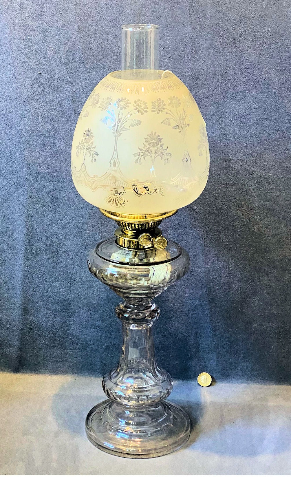 All Glass Oil Side Lamp — Glass, late 19th century