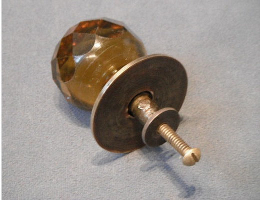 Amber Cut Glass Cupboard Knob — view 2