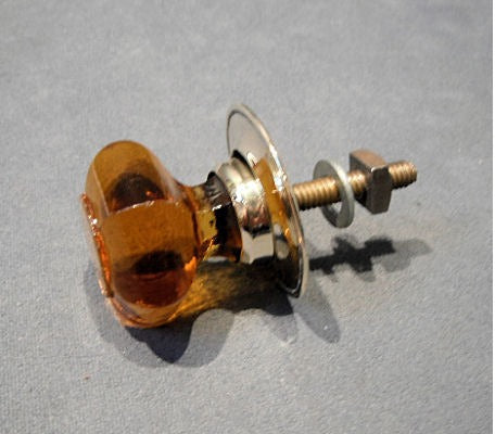 Amber Glass Cupboard Knob — Glass, 1920's