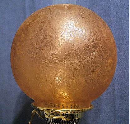Amber Glass Oil Lamp Globe — Glass, 1920's