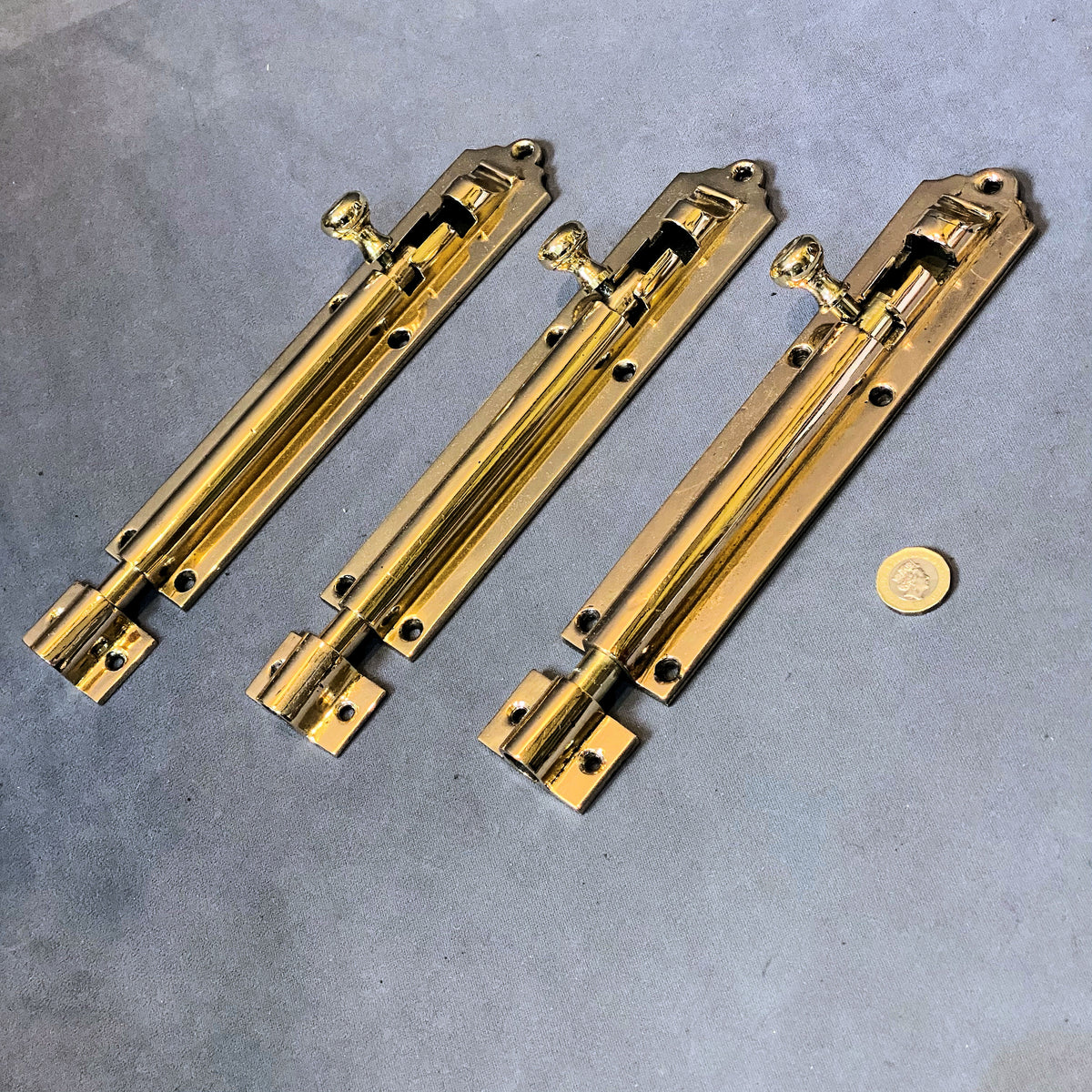 8.5" Brass Door Bolt. 3 matching available