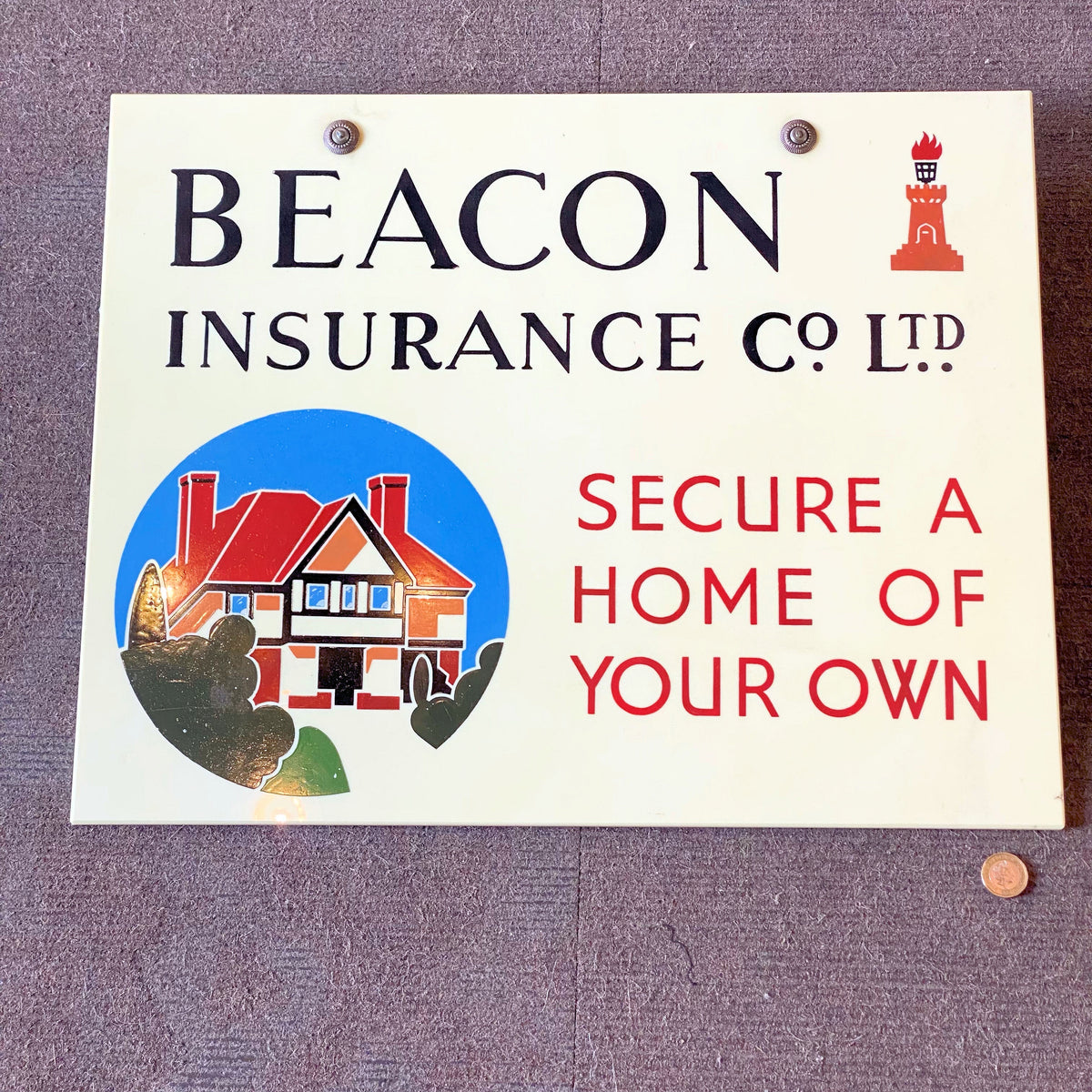 Beacon Insurance Co. Glass Advert
