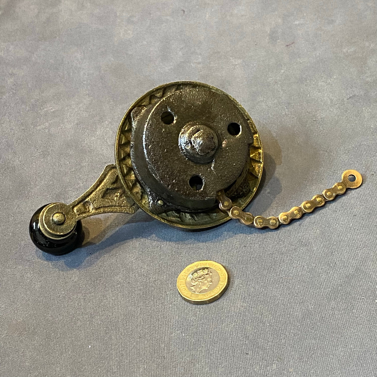 Black Ceramic & Brass Intercom Bell Pull