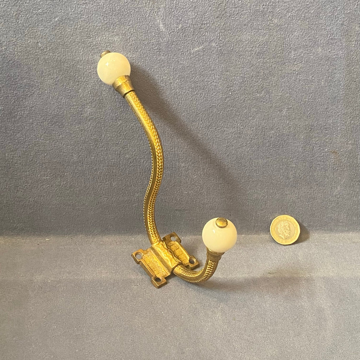 Run of Brass & Ceramic Coat Hooks, 5 matching available