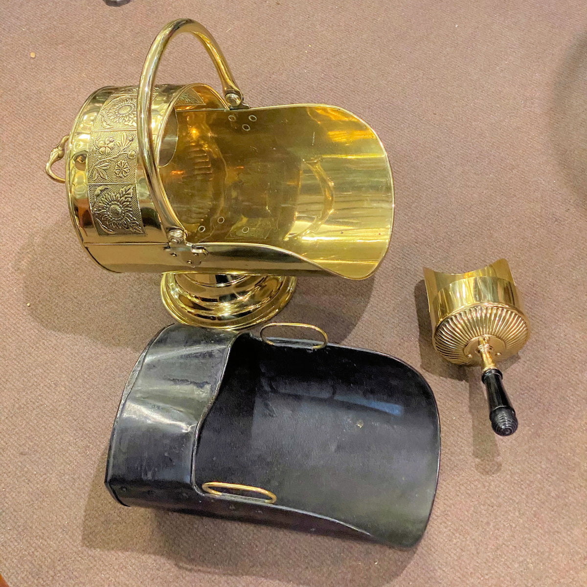 Brass Coal Helmet & Scoop