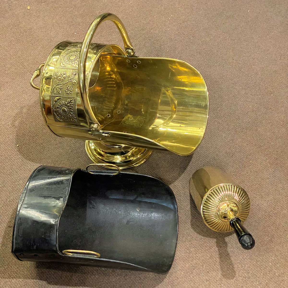 Brass Coal Helmet & Scoop