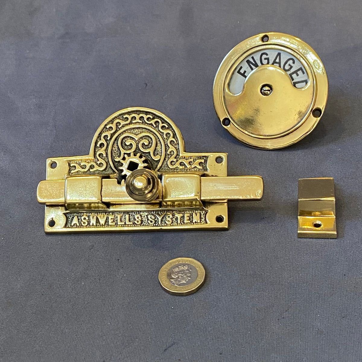 Brass Loo Door Bolt Set