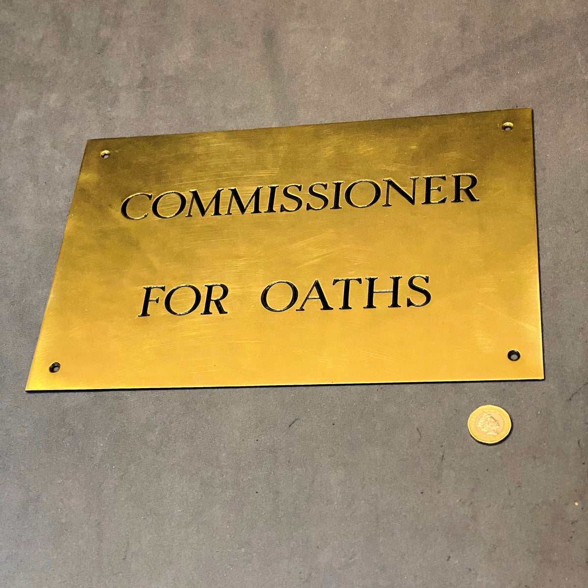 Commissioner For Oaths Brass Plaque