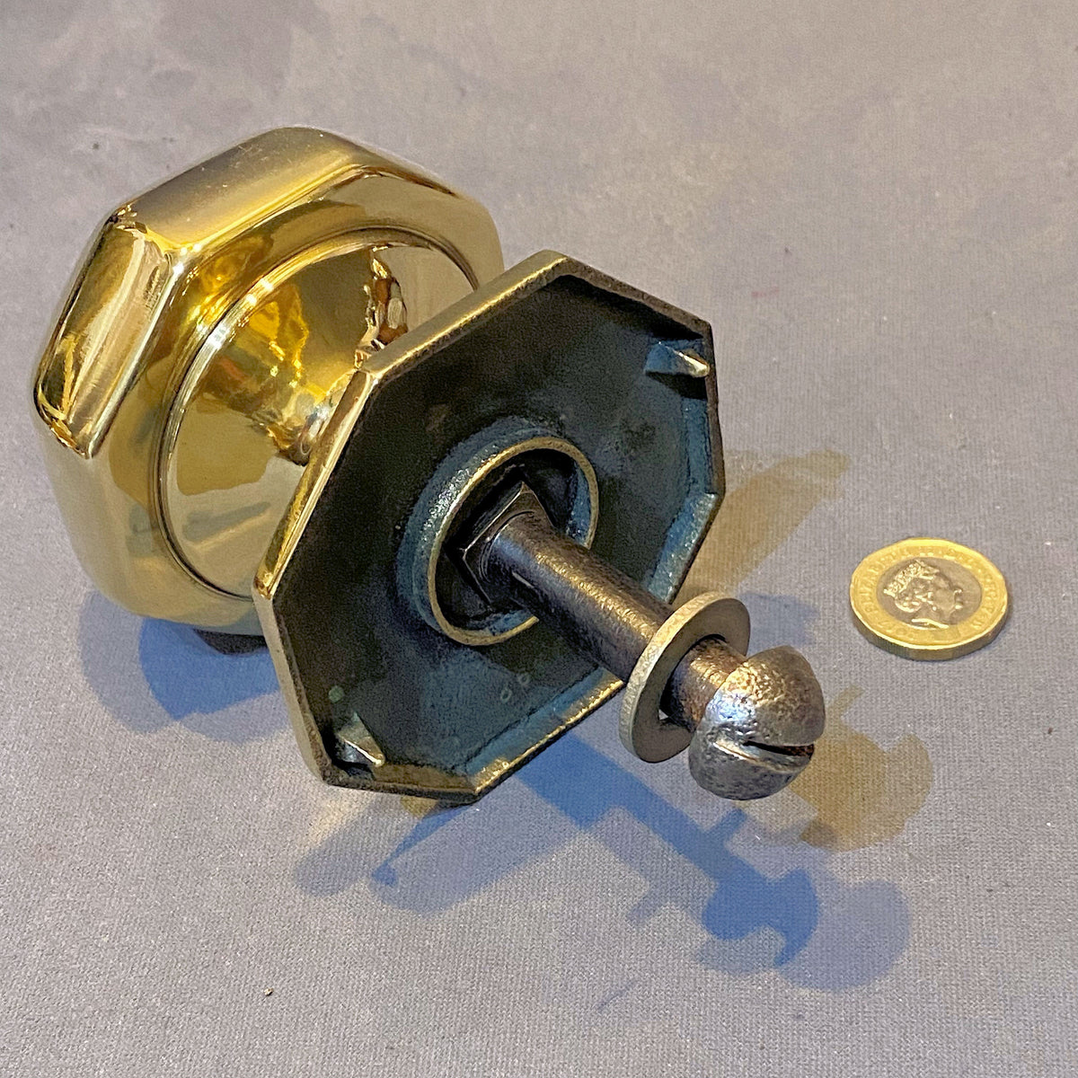 Octagonal Brass Door Pull Knob