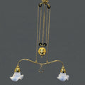 Pair of Brass Electric Rise & Fall Hanging Lights