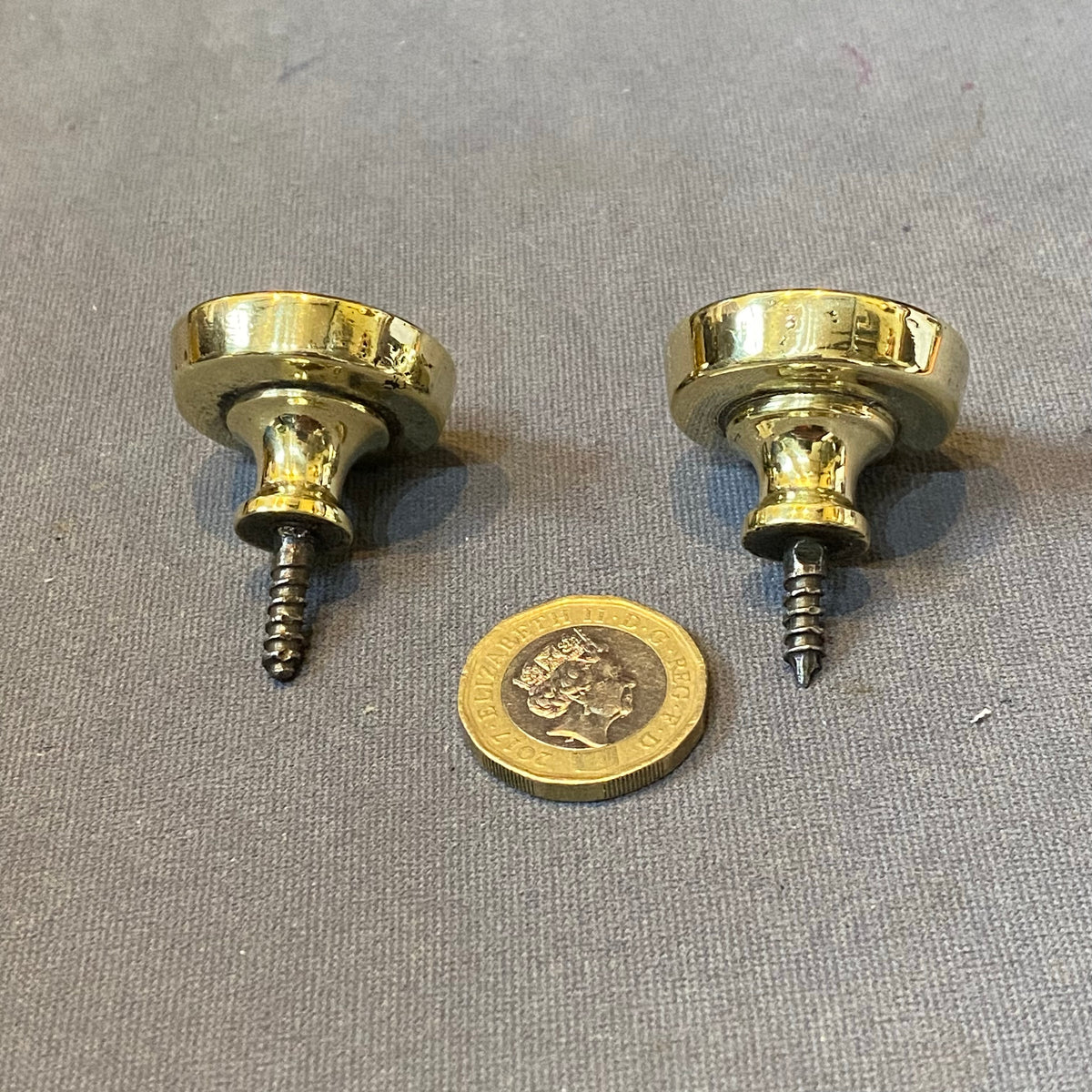 Pair of Brass Lion Mask Cupboard Knobs