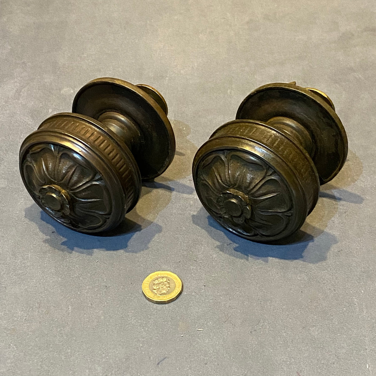 Pair of Cast Bronze Door Pulls