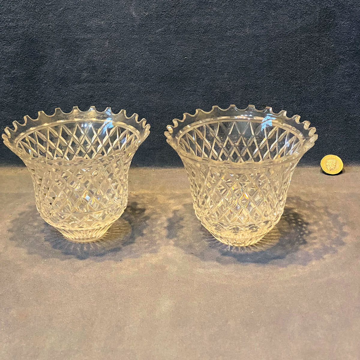 Pair of Cut Glass Lamp Shades
