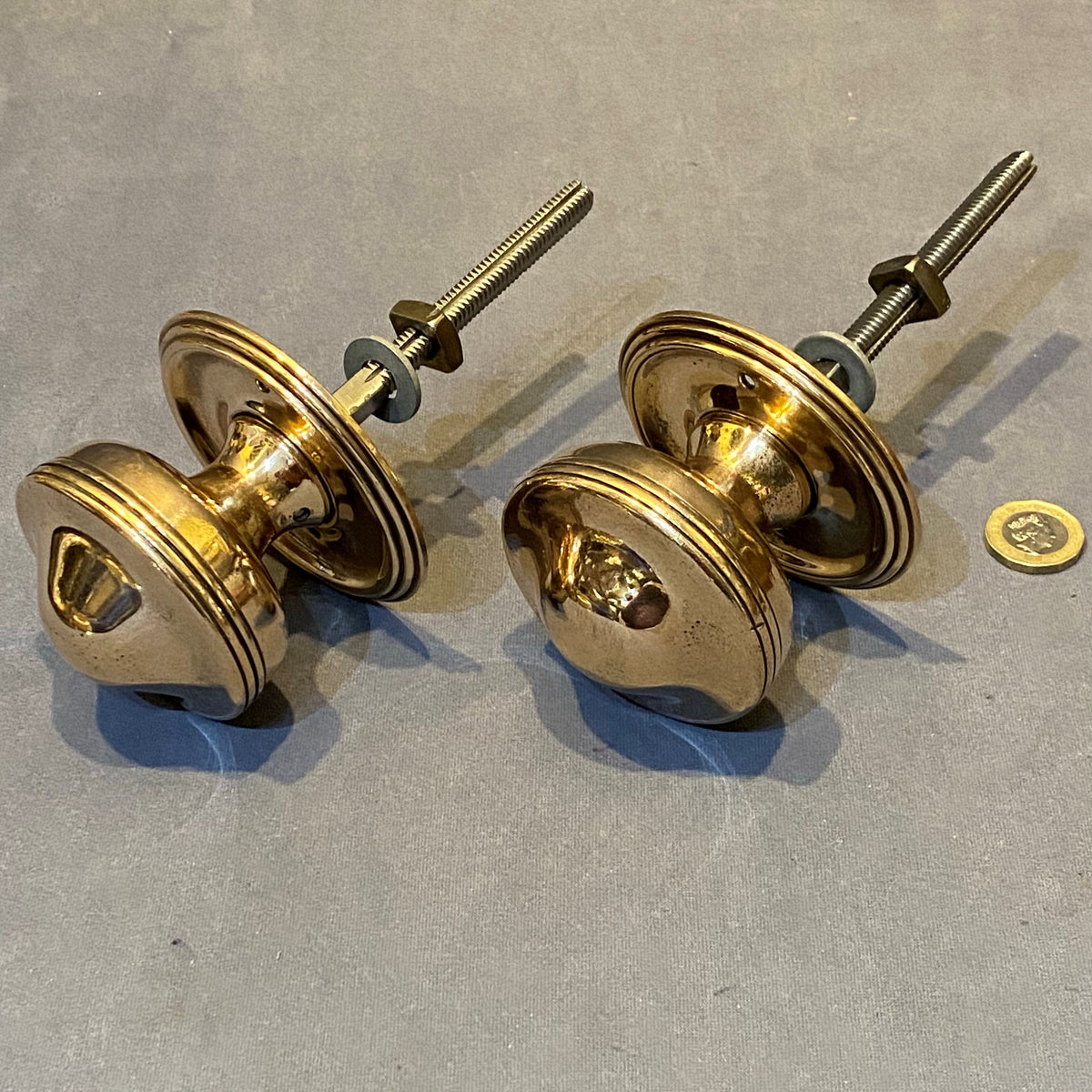 Pair of Large Brass Door Pull Knobs